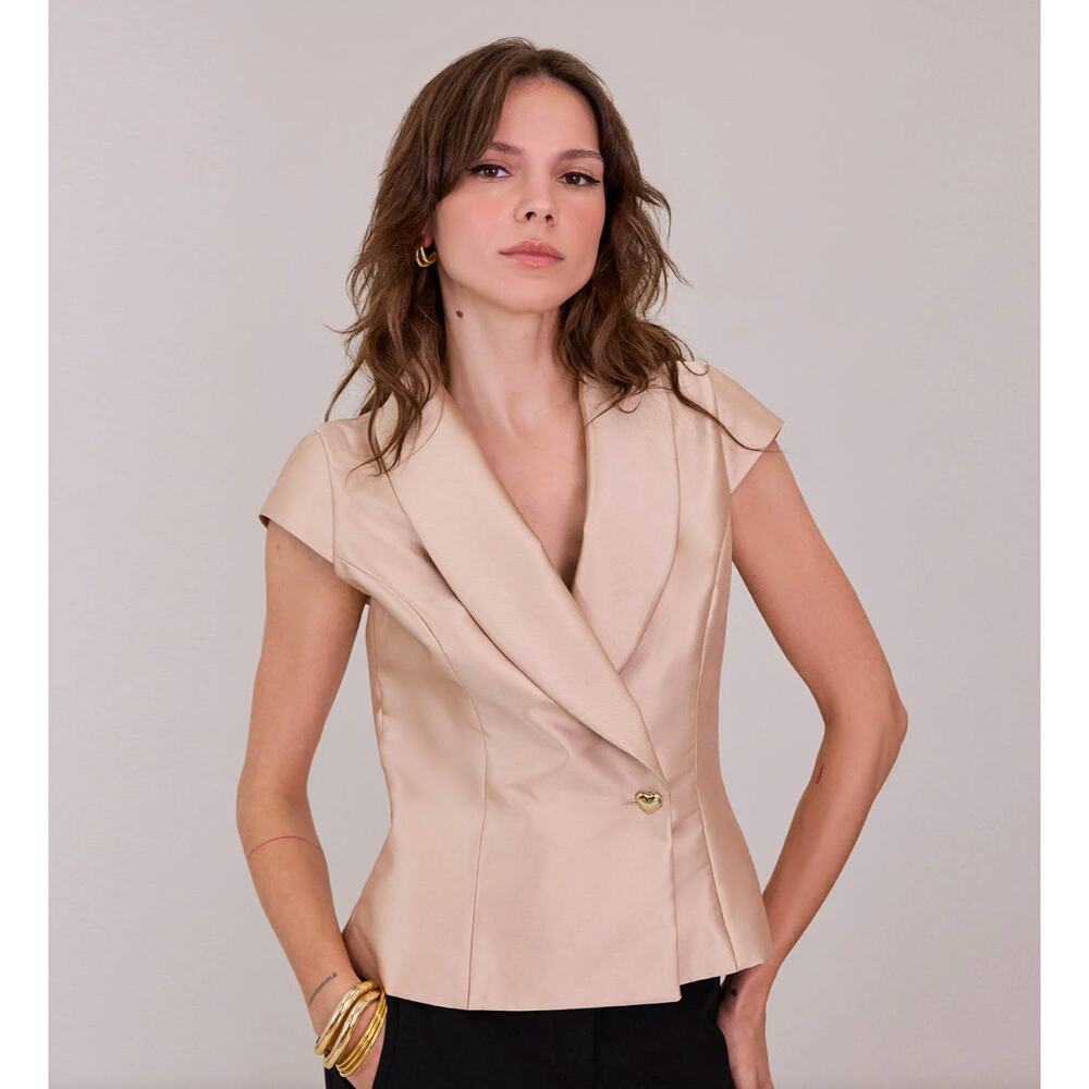 Anne Fontaine Satin Shawl Lapel Shirt Jacket Size 40 NEW